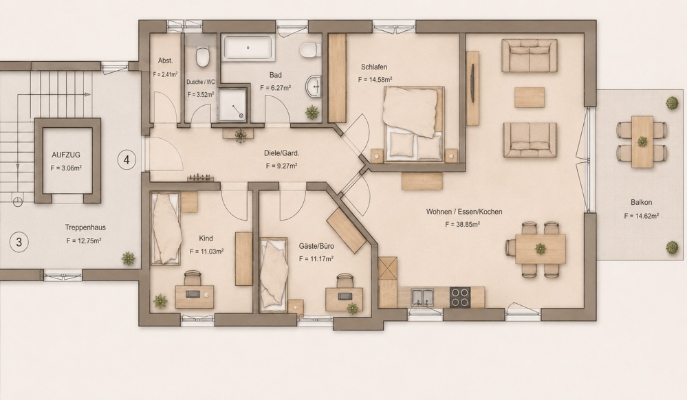 Grundriss Whg. Nr. 4
