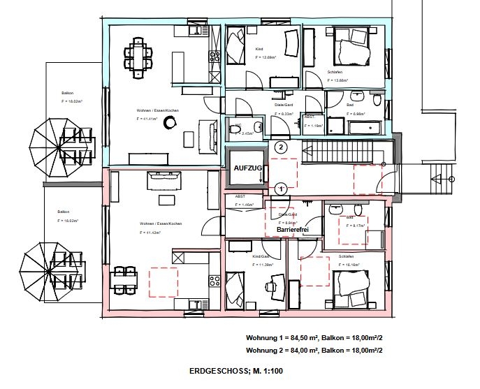 Haus 2 Grundriss Wohnung 1 und 2