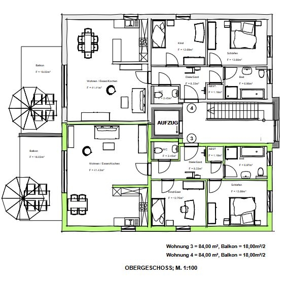 Haus 2 Grundriss Wohnung 3 und 4