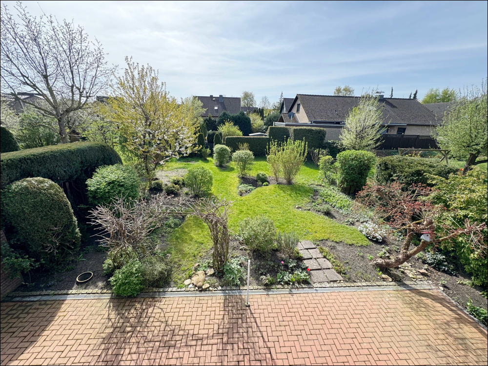 Blick aus dem Fenster in den Garten