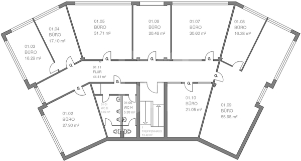 Grundriss Büro 1. OG