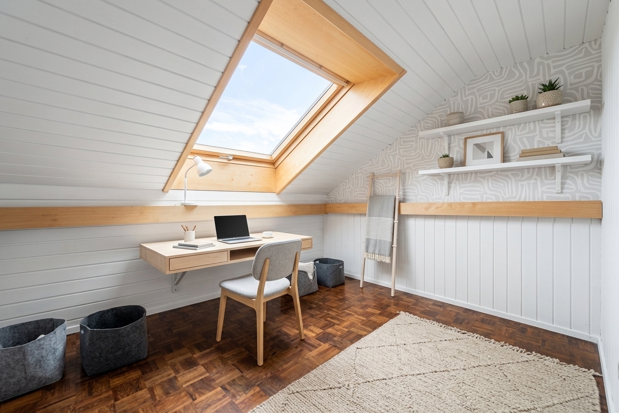 Kleines Zimmer/Büro - KI möbliert
