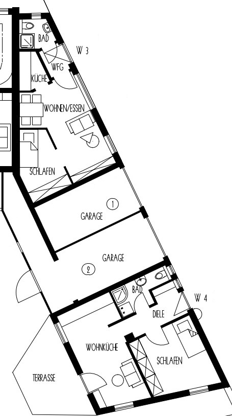 Grundriss EG - W3+W4