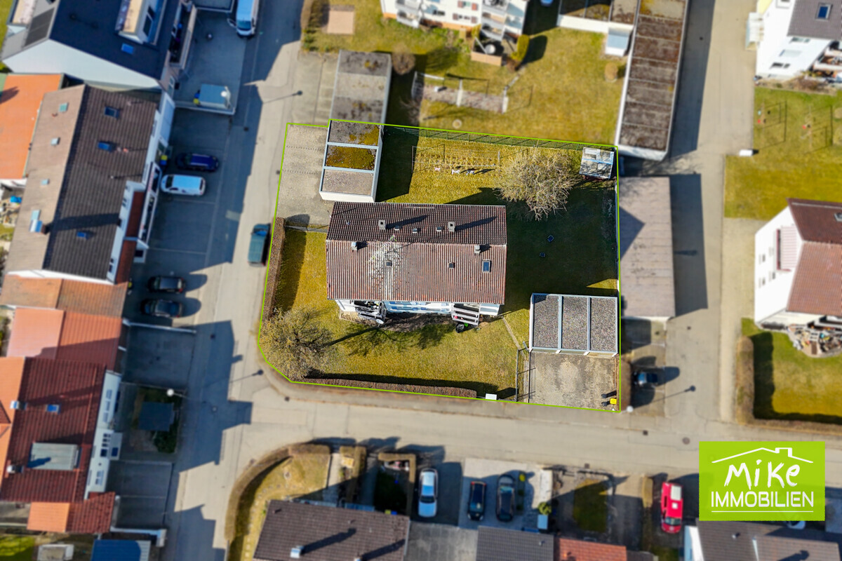 Grundstück Vogelperspektive markiert