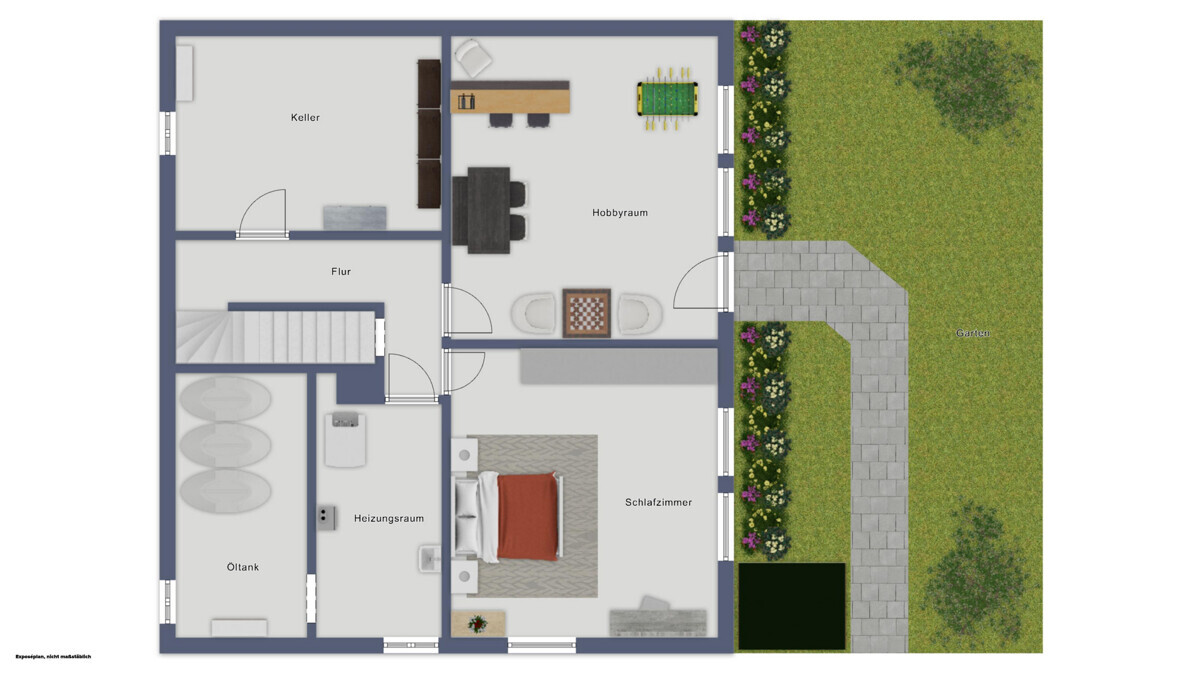 Grundriss UG mit Garten