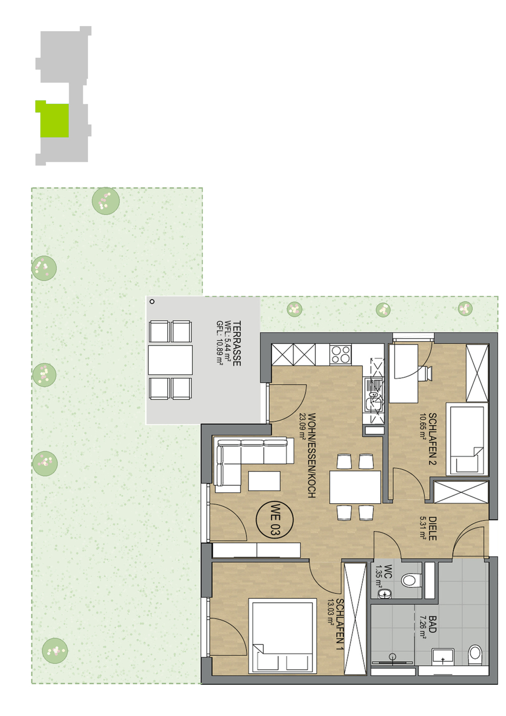 Wohnung 3 mit Garten