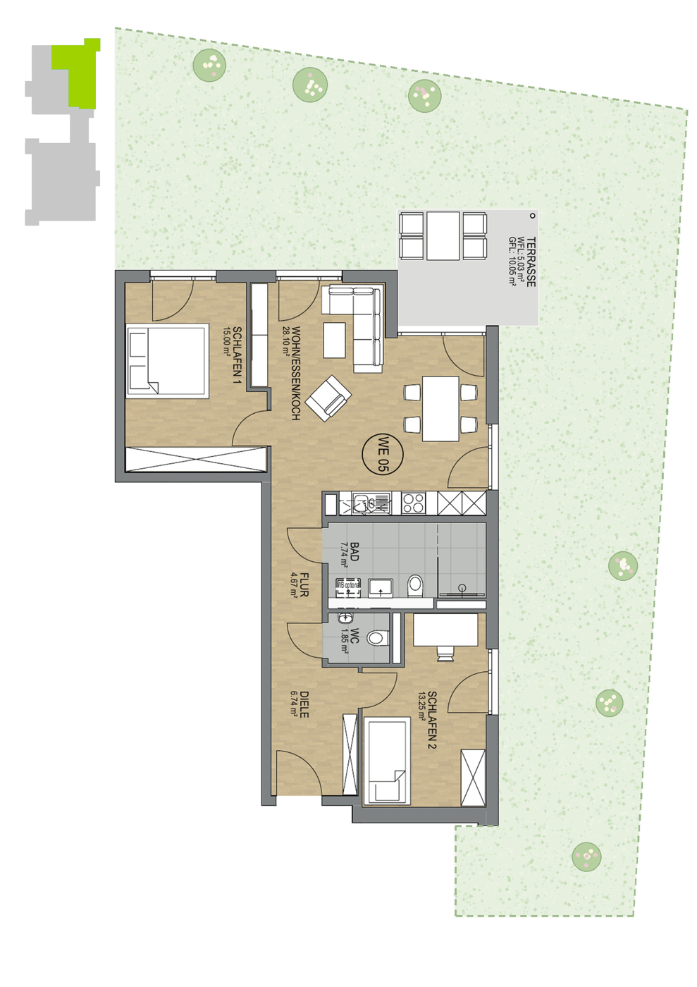 Wohnung 5 mit Garten