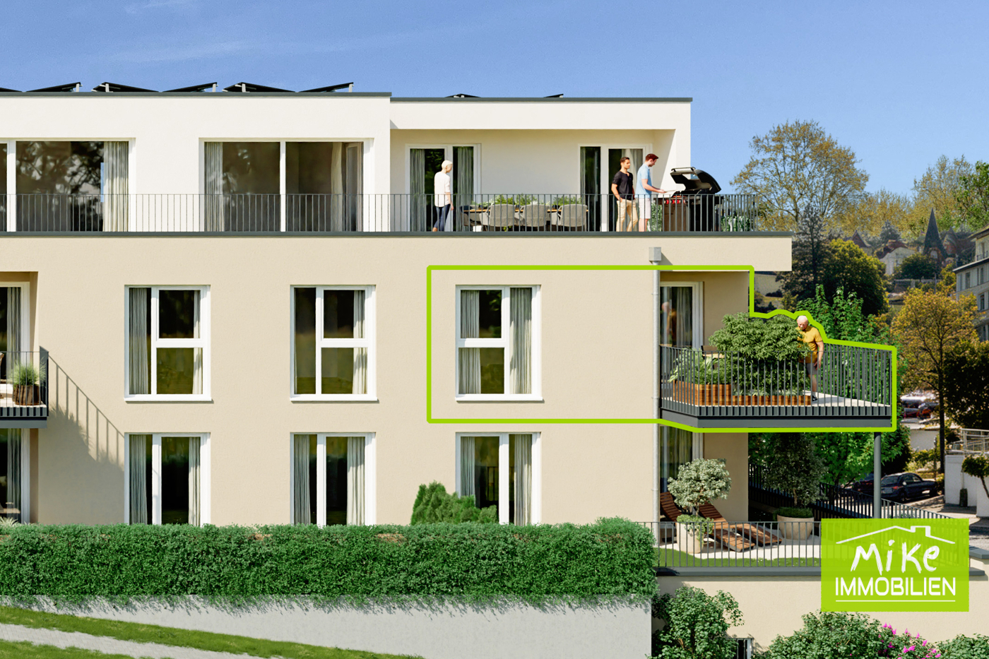 Wohnung 7 im Haus 1 markiert