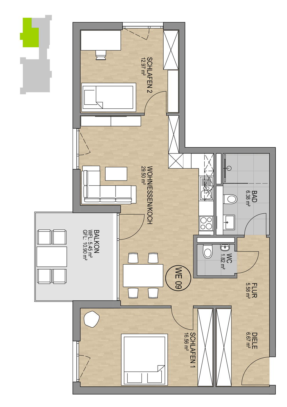 Wohnung 9 mit Balkon 1.OG