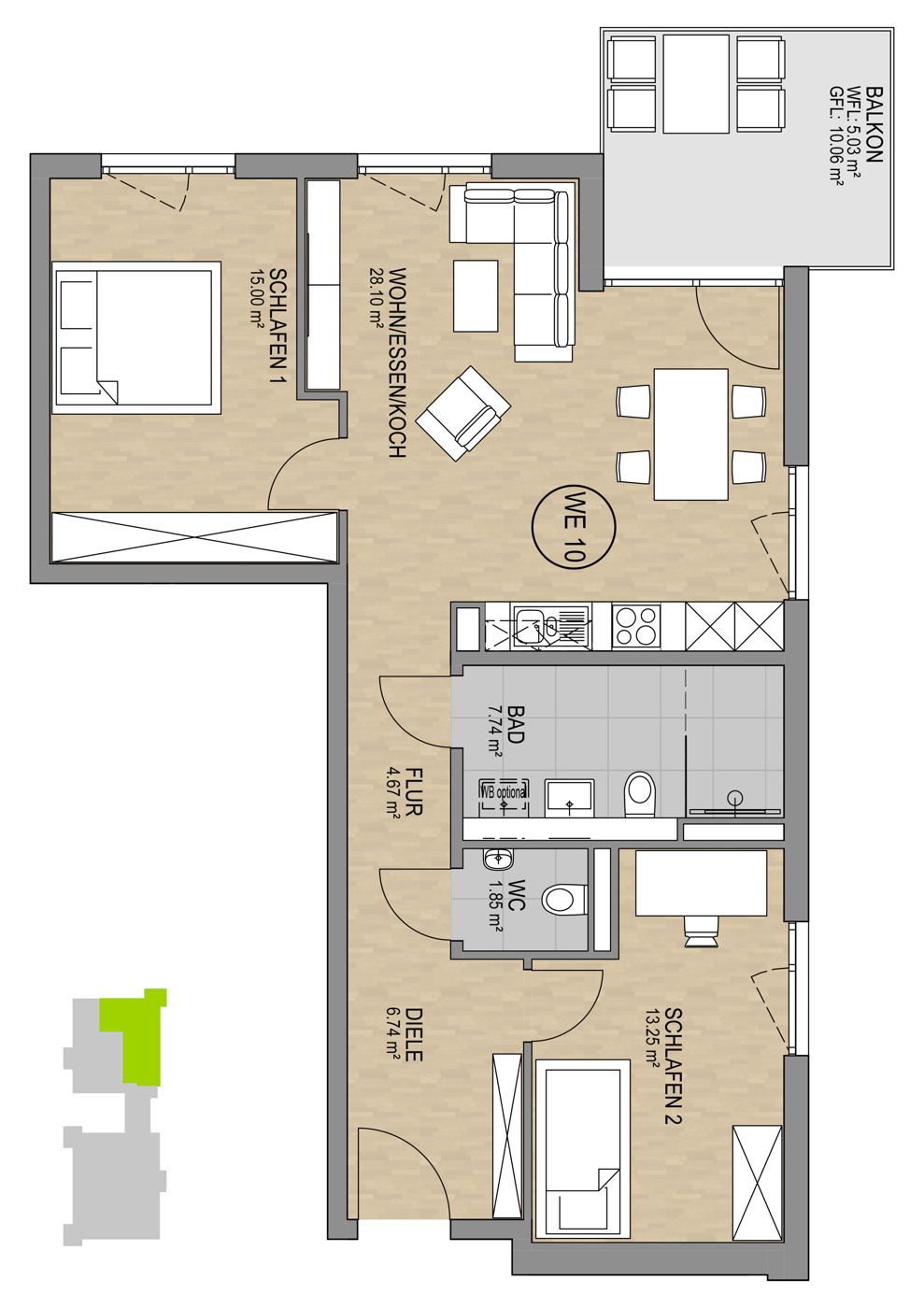 Wohnung 10 mit Balkon 1.OG