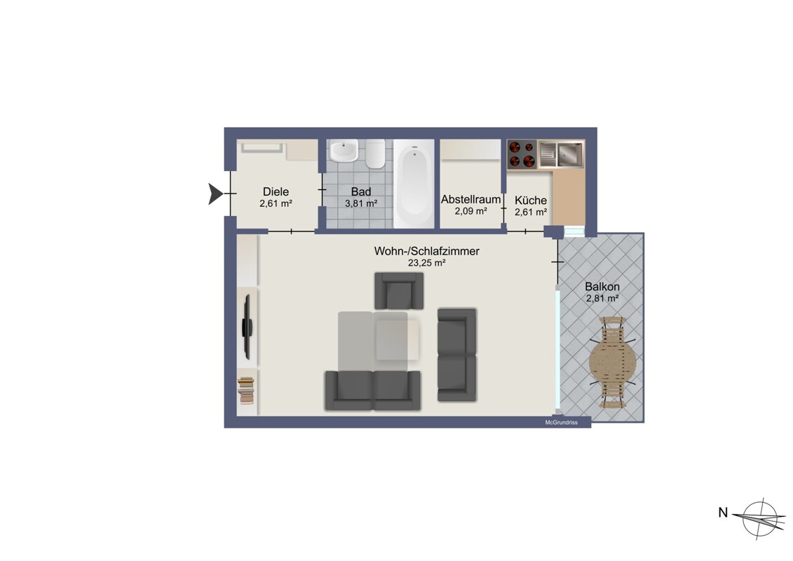 1-Zimmerwohnung in Ludwigshafen – Bild 2