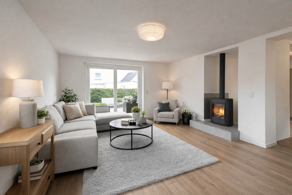 KI-generiert Nachherfoto Wohnzimmer