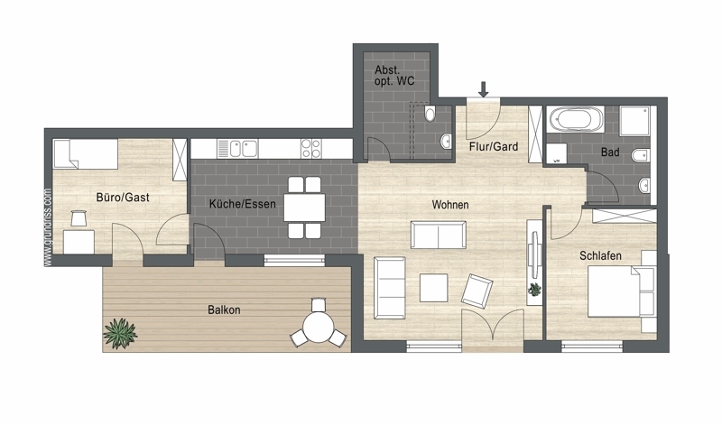 WE 14 - 2. Gartengeschoss - 3,5 ZKB