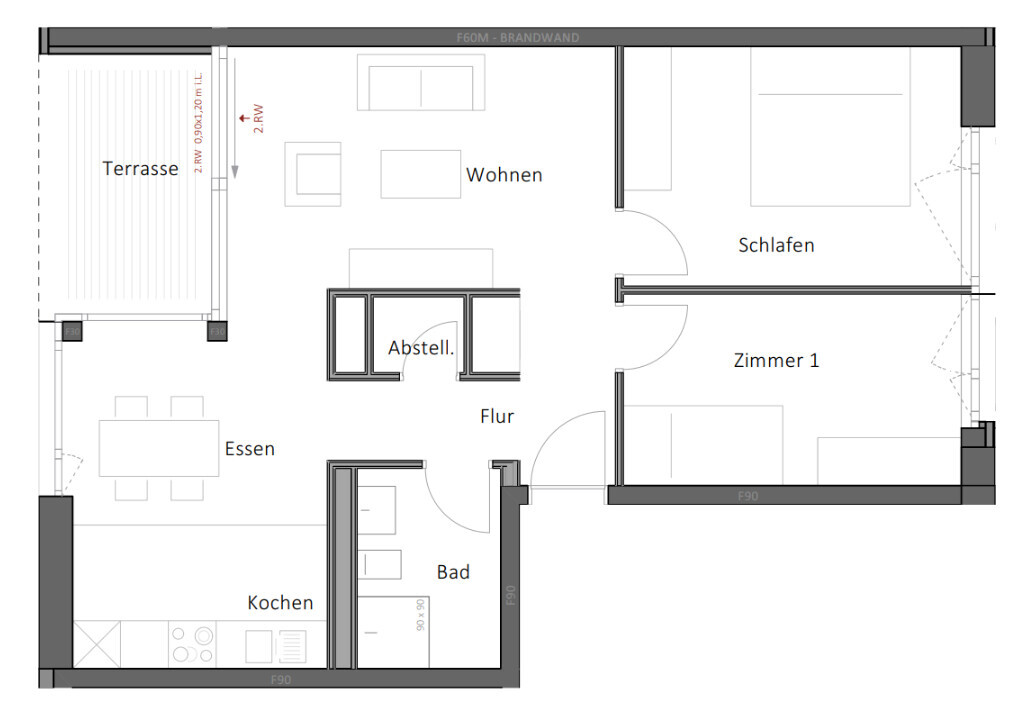 Wohnugsgrundriss D0.1 Gämsenberg 2