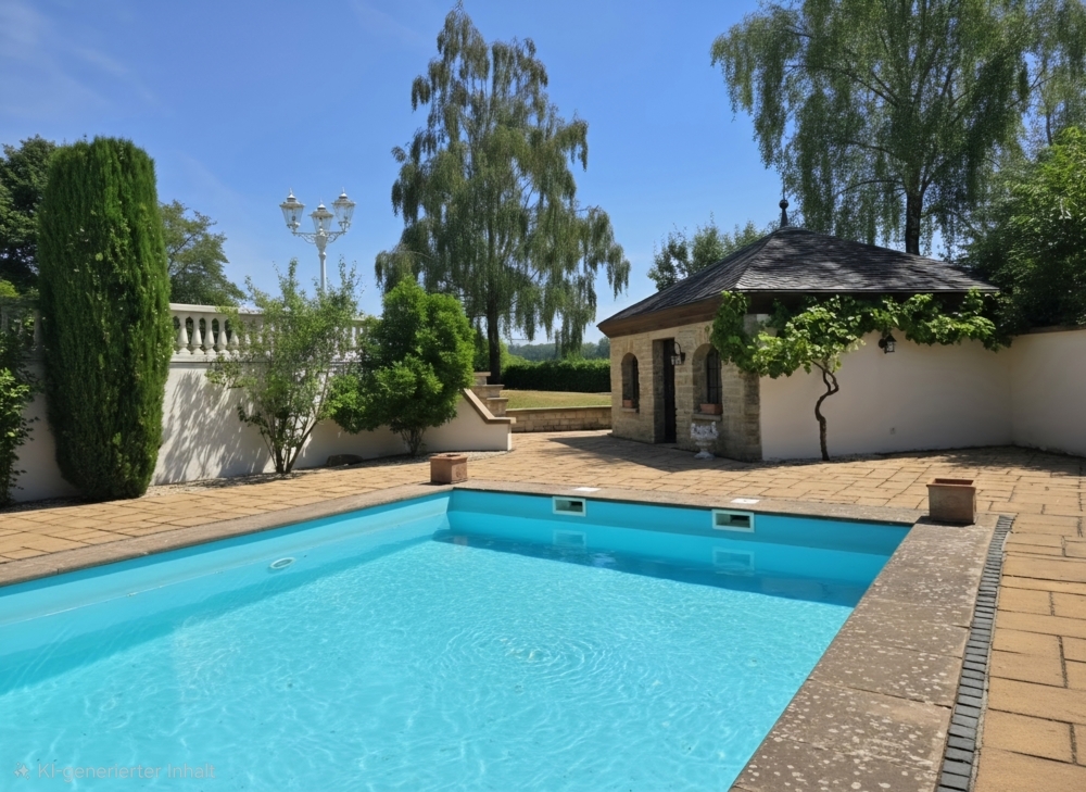 Pool mit Saunahaus