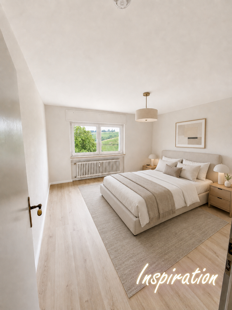 Inspiration modernes Schlafzimmer in warmen Naturtönen