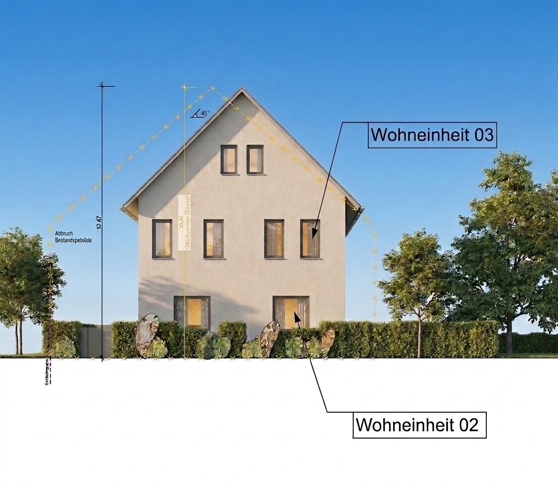 Variante B_Neubau Mehrfamilienhaus 3 WE_Straßenansicht - KI-generiert