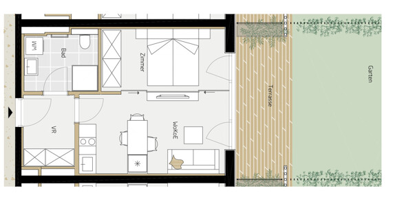 Gartenwohnung Typ 2 Grundriss