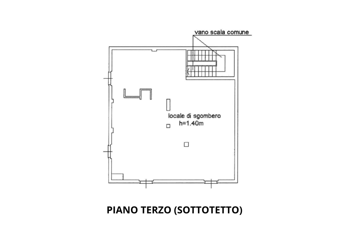 Planimetria terzo piano, sottotetto