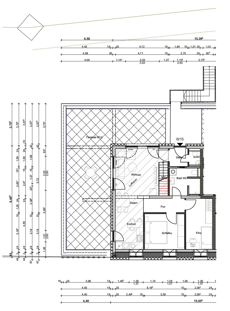 Grundriss 1 – Erstbezug: Exklusive 4‑Zimmer‑Maisonette im Luxus‑Neubau mit XXL‑Dachterrasse