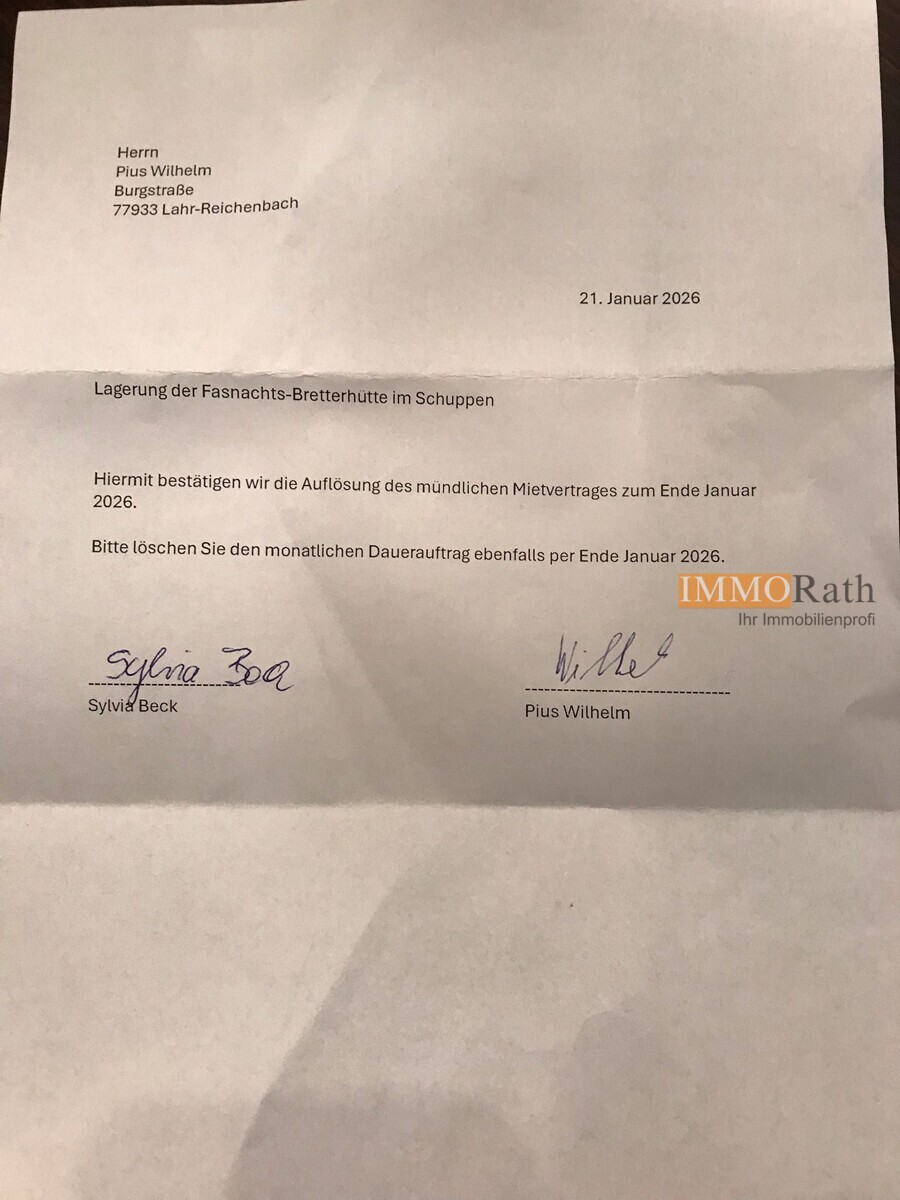 Reichenbacher Hauptstraße_Löschung Mietvertrag Fastnachtswagen