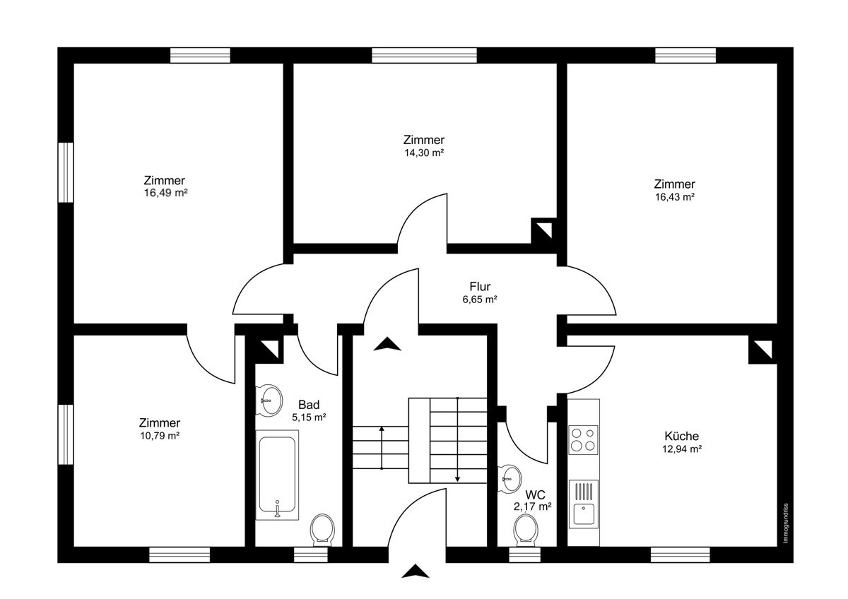 Grundriss 4-Zimmerwohnung Erdgeschoss