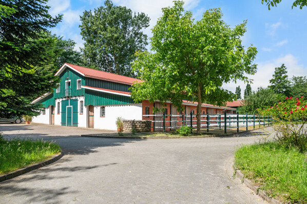 Stallgebäude mit Paddocks