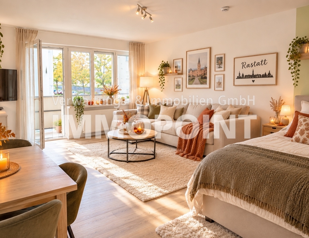 ** Wohnen in Rastatt - Helles 1-Zimmer Apartment mit Tageslichtbad und Südwestbalkon!