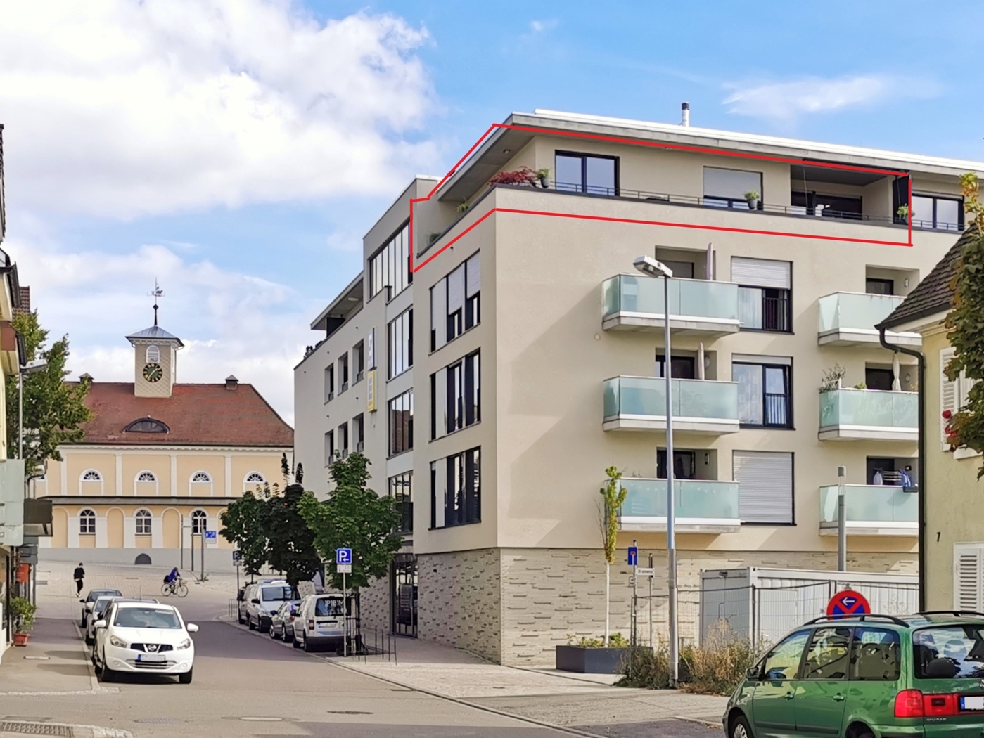 Außenansicht mit Markierung