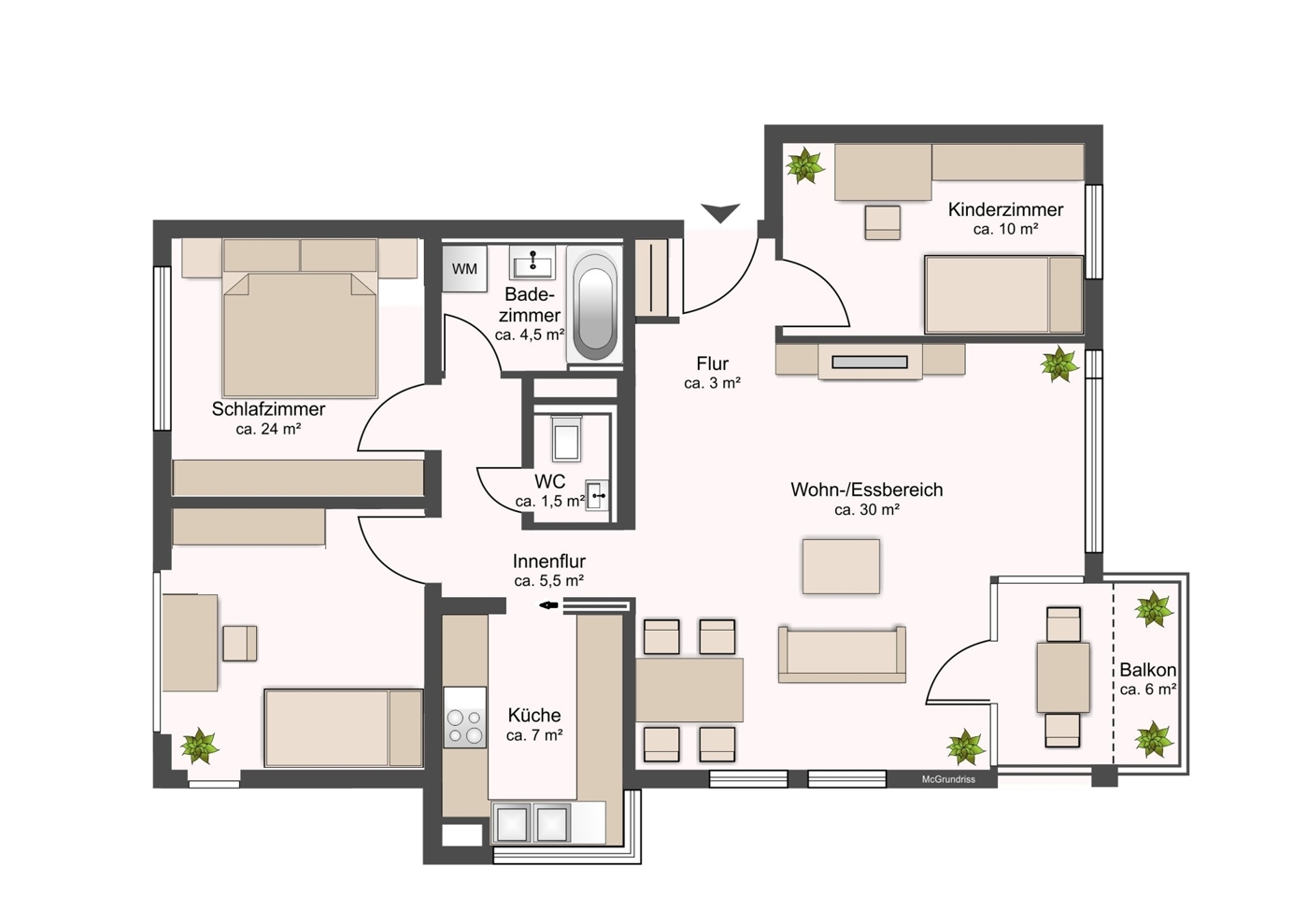 Grundriss 4-Zimmer Wohnung