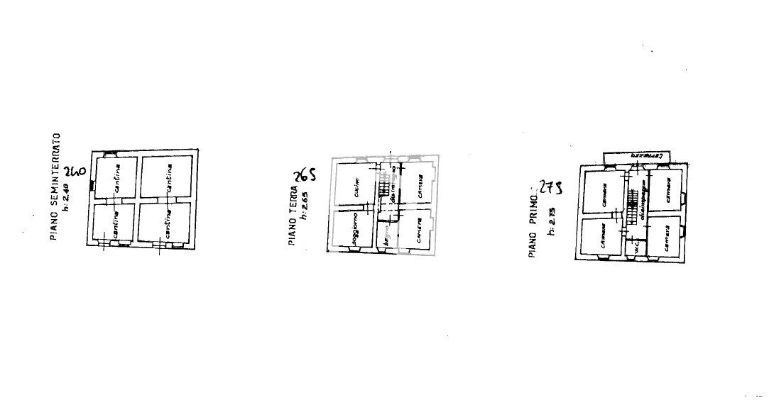 planimetria seminterrato-terra-primo