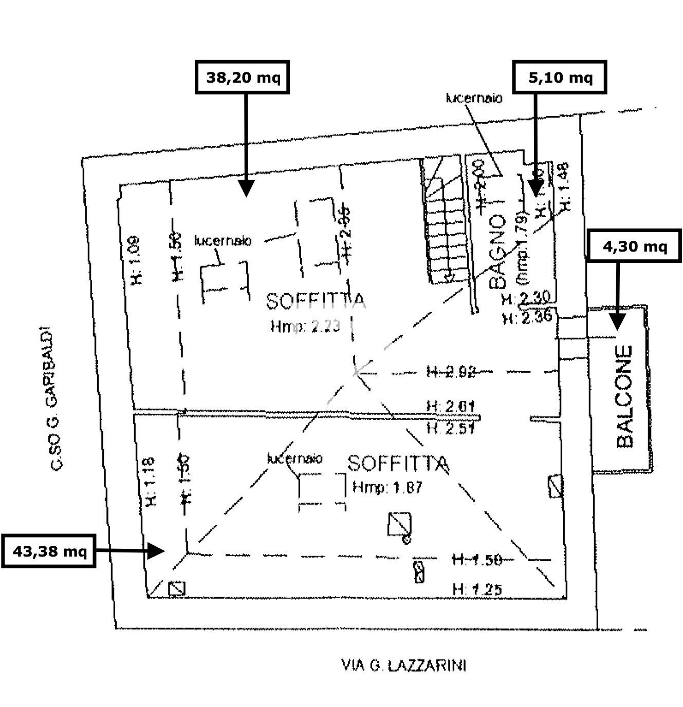 5 Planimetria terzo piano con misure