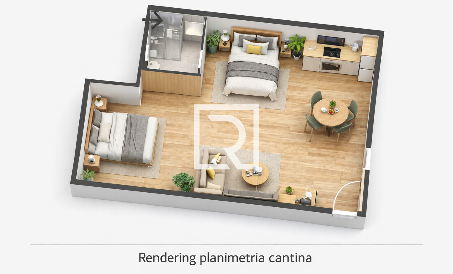 Rendering planimetria cantina