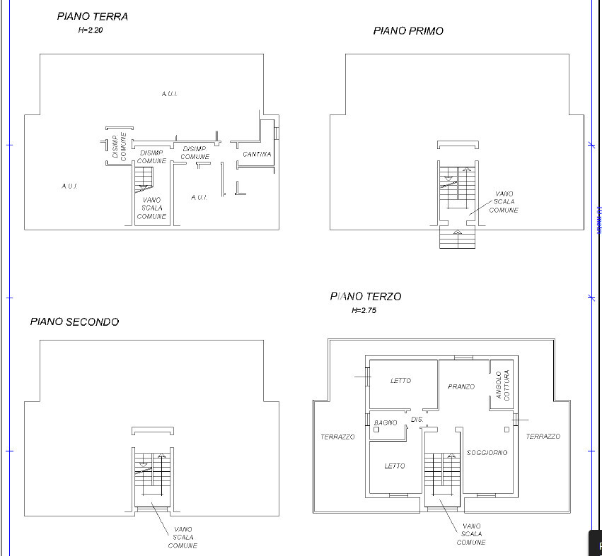planimetria catastale abitazione e cantina