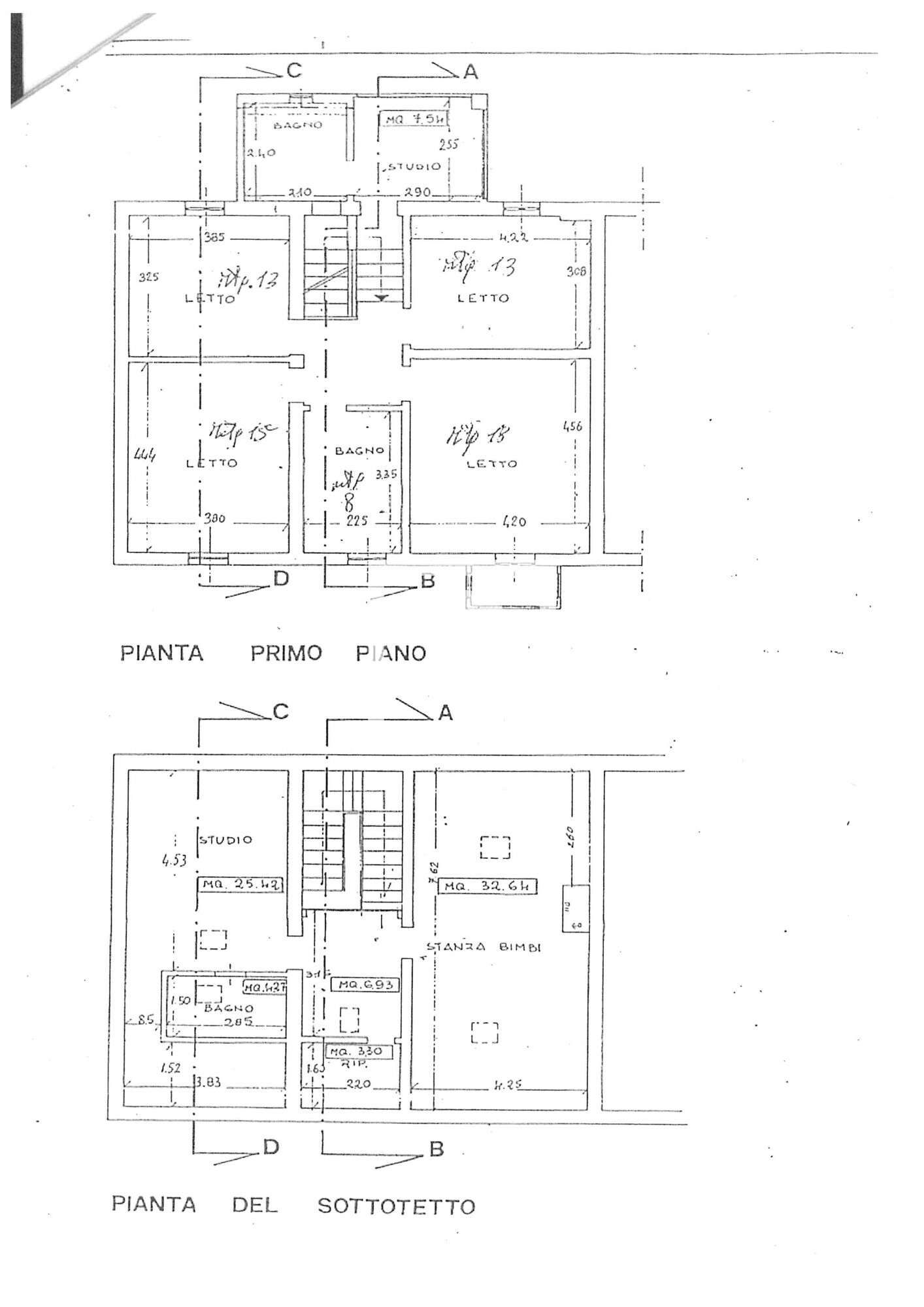 planimetria primo piano e mansarda
