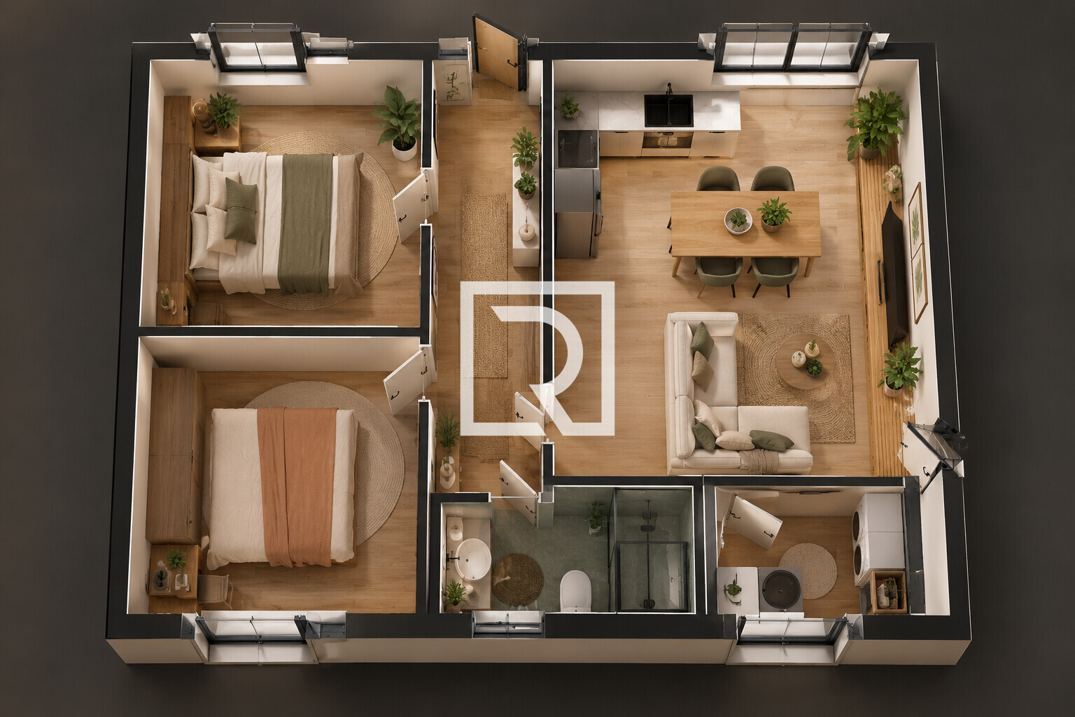 Planimetria moderna con arredi scandinavi