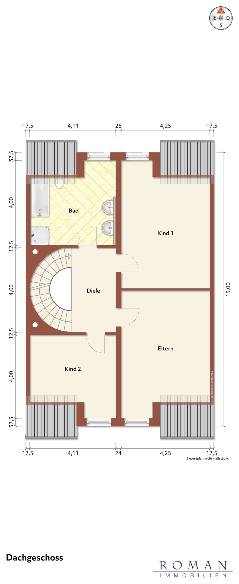 Leerer Grundriss Grundriss Dachgeschoss für Ihre Planung