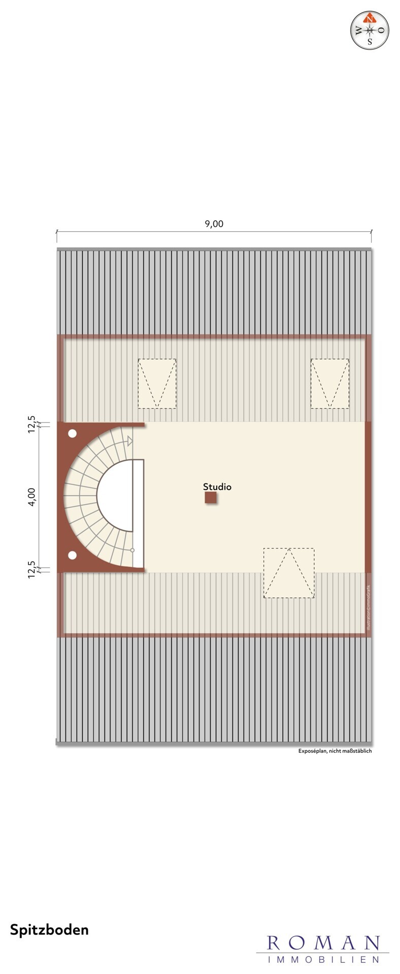 Leerer Grundriss Spitzboden für Ihre Planung