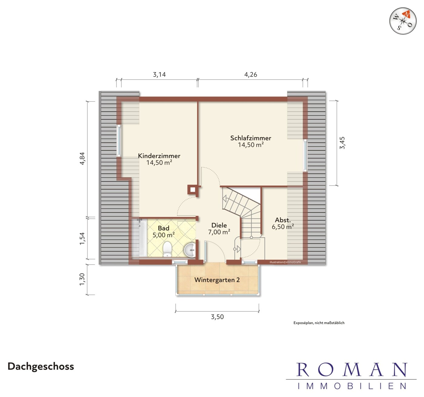 Dachgeschossgrundriss - leer für Ihre Planung