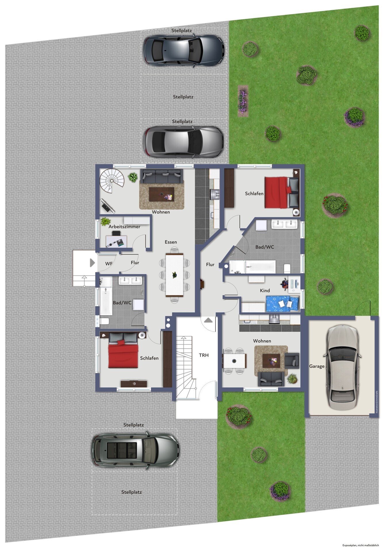 Grundrissvorschlag EG mit Möblierung