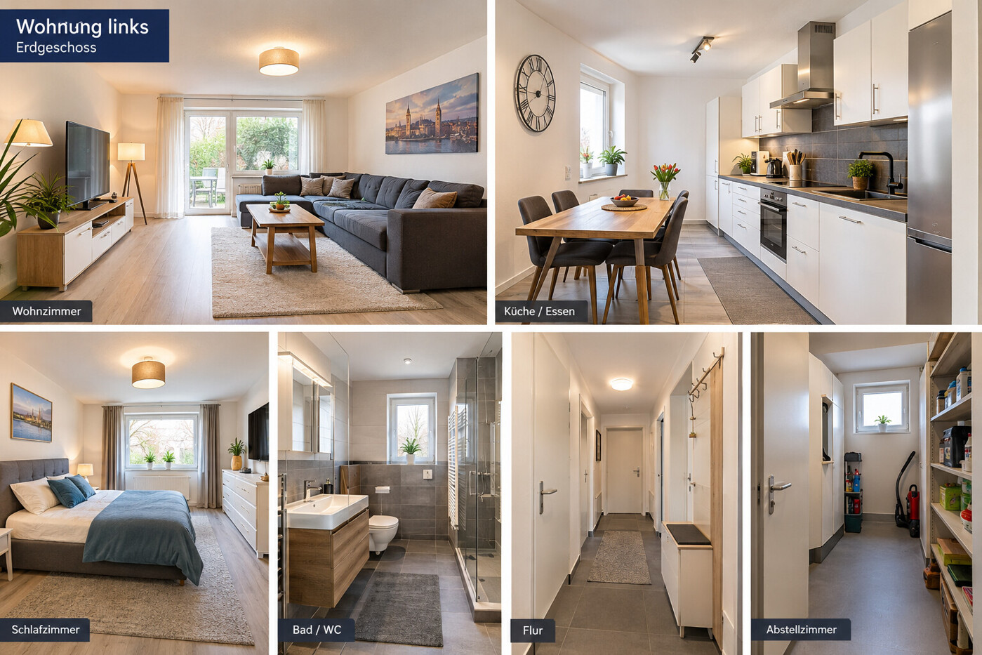 Fotos der kleinen Wohnung links mit Hilfe von AI erstellt