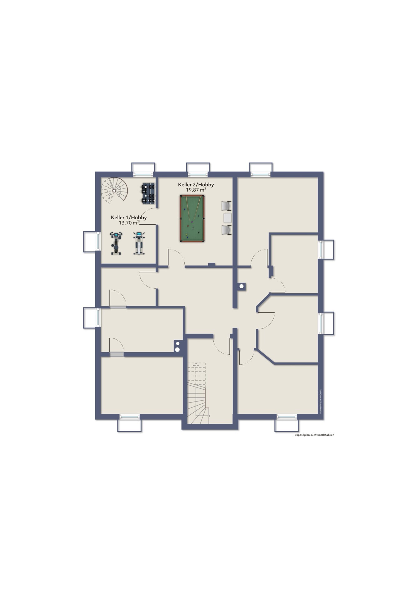 Grundrissvorschlag KG mit Möbel