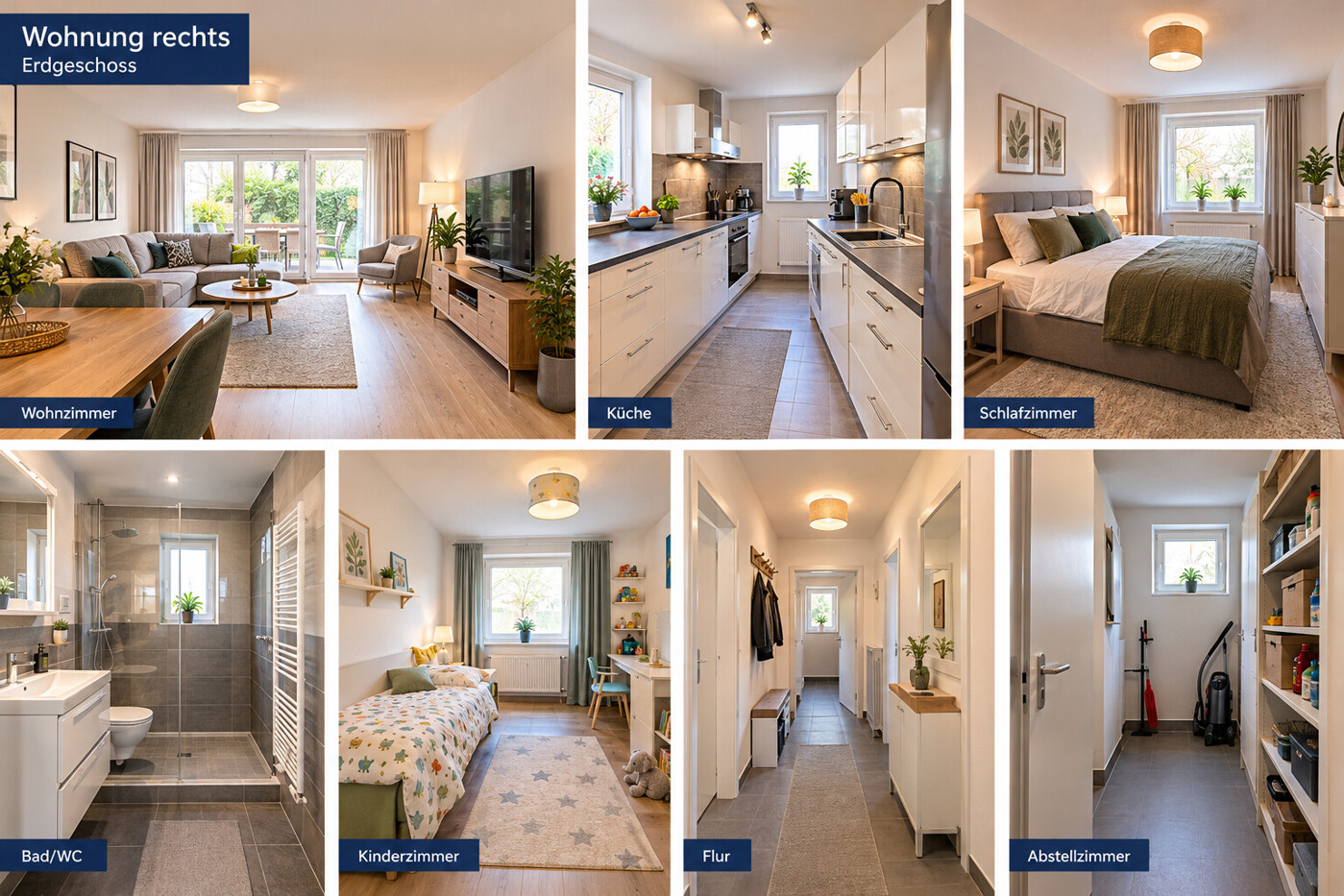 Fotos der kleinen Wohnung rechts mit Hilfe von AI erstellt