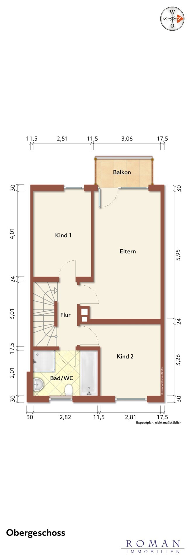 Leerer Obergeschossgrundriss für Ihre Planung