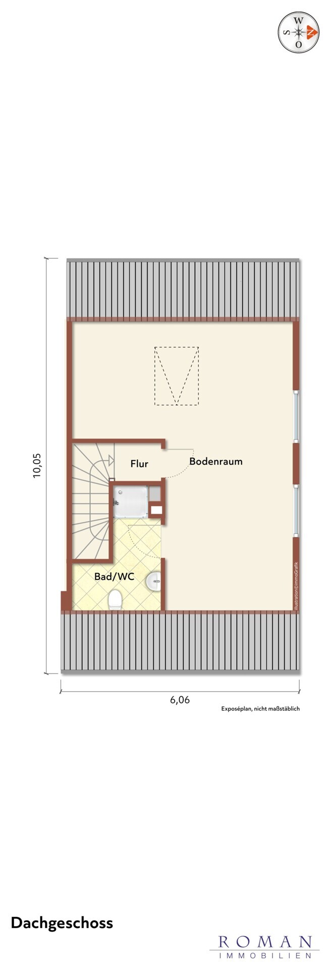 Leerer Dachgeschossgrundriss für Ihre Planung