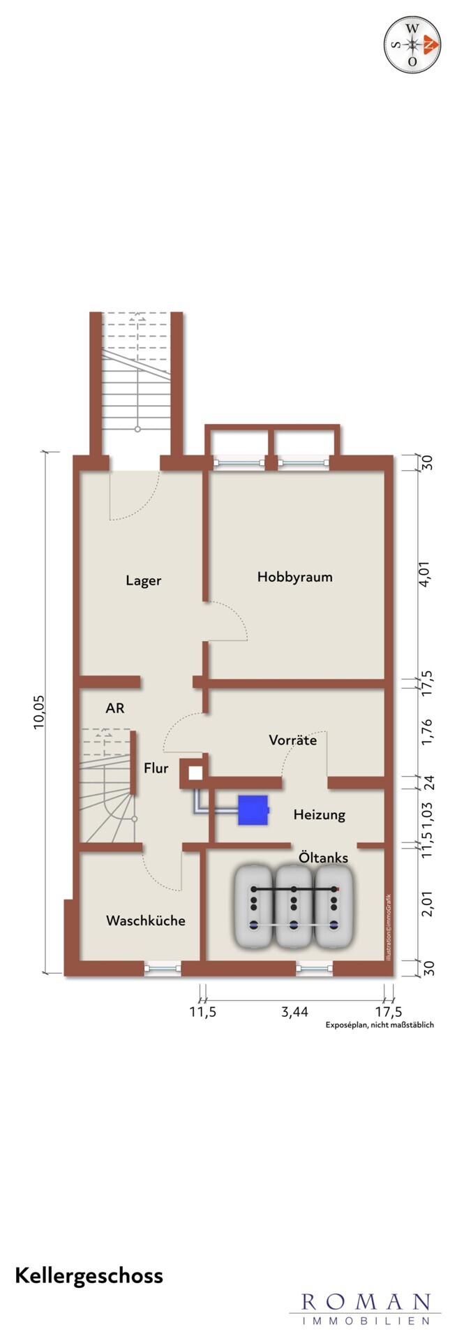 Leerer Kellergrundriss für Ihre Planung