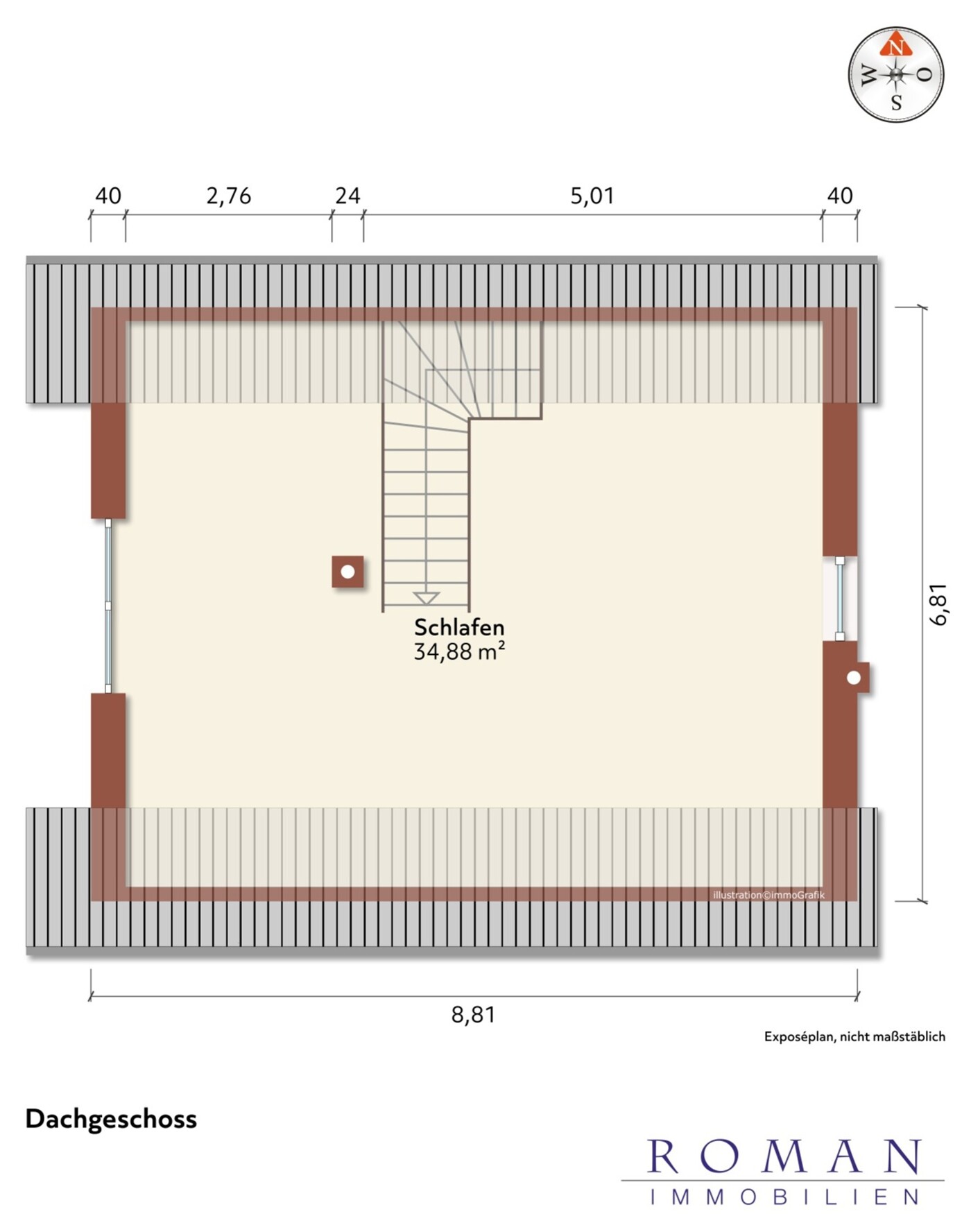 Leerer Grundriss DG für Ihre Planung