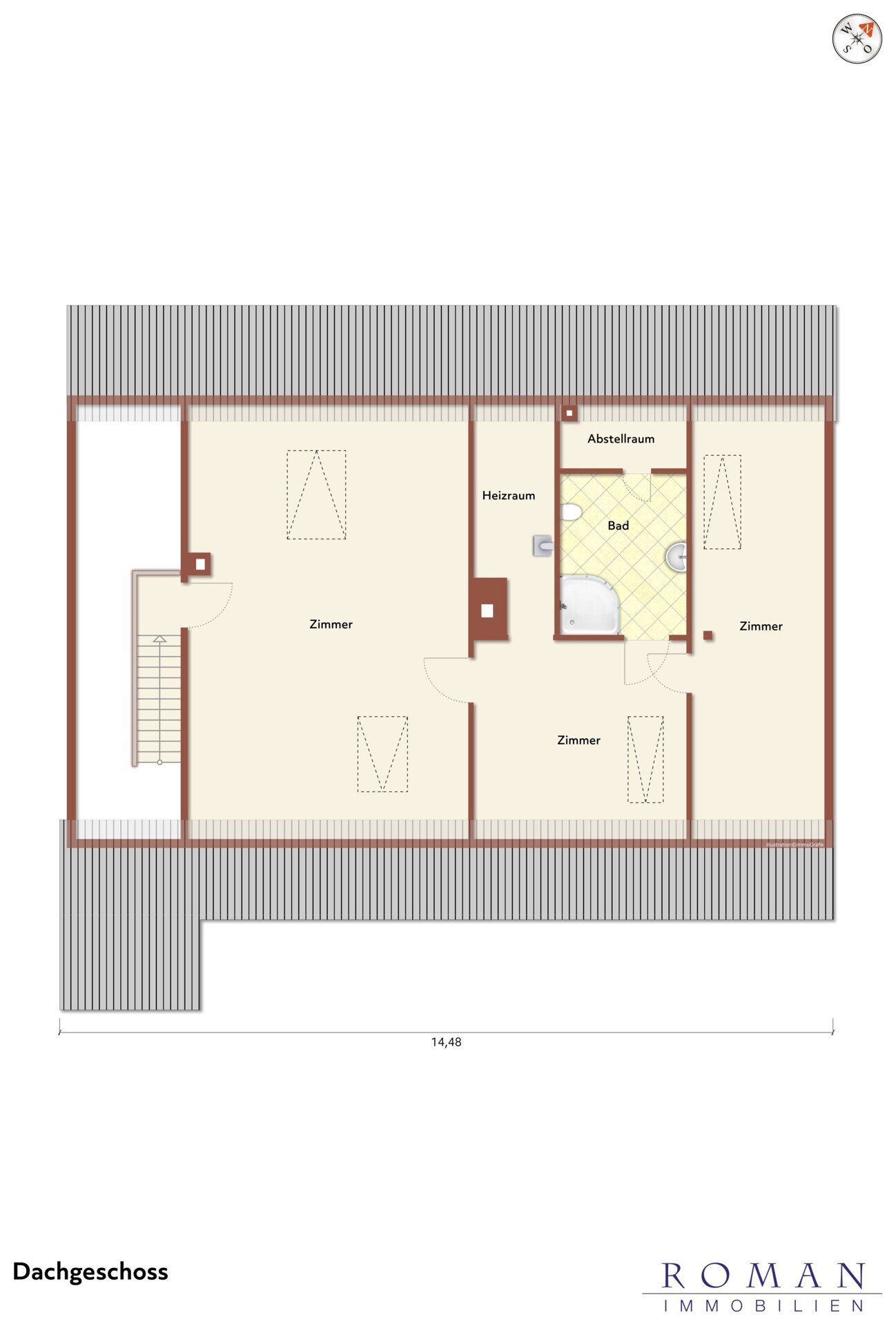 Grundriss Dachgeschoss - leer für Ihre Planung