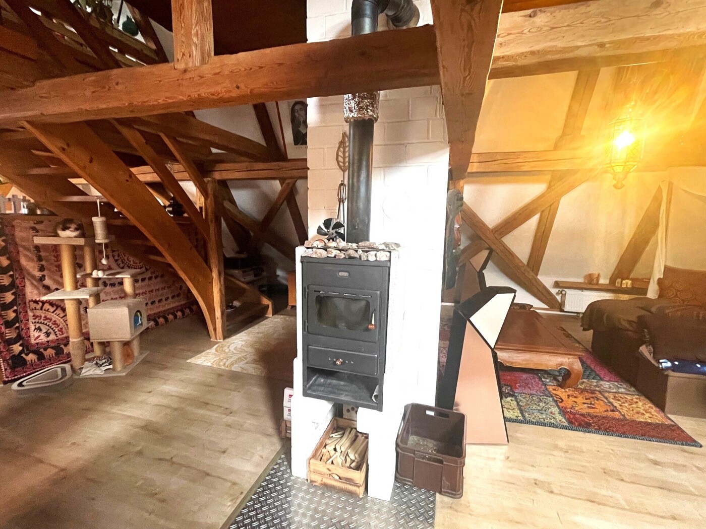 Kaminofen im Obergeschoss