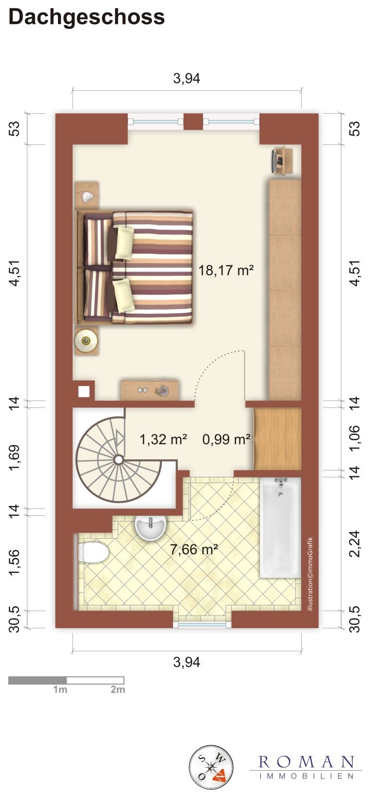 Grundriss DG mit Möblierungsvorschlag